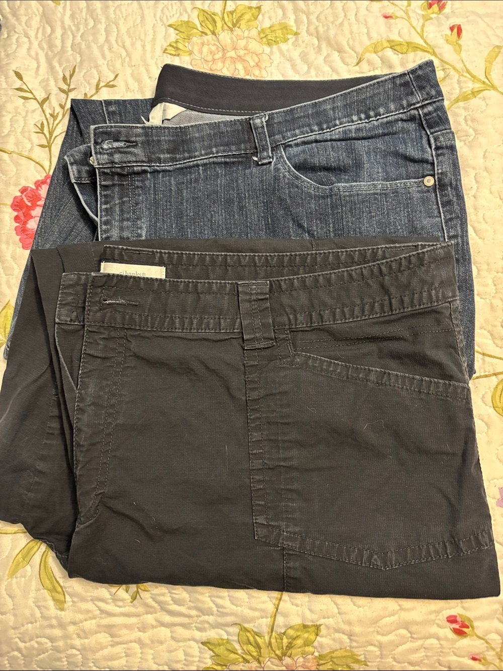 Women’s capris, one denim and one cotton mix